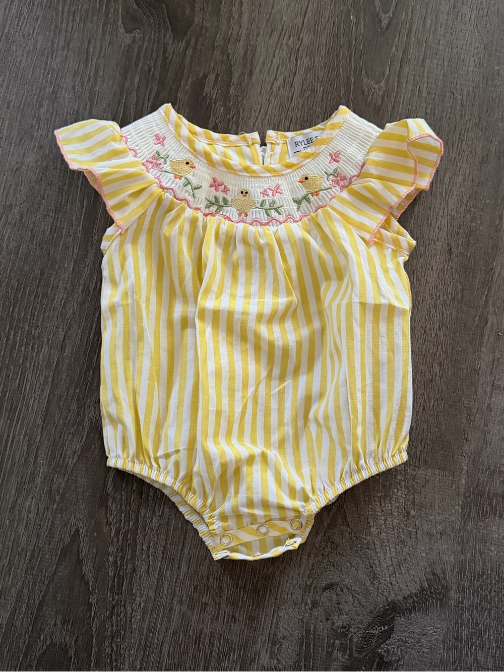 Rylee faith Striped Baby Smocked onesie